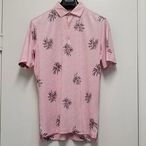 Johnnie O  Polo Shirt Mens Small Reflection Bay Golf Short Sleeve Palm Print